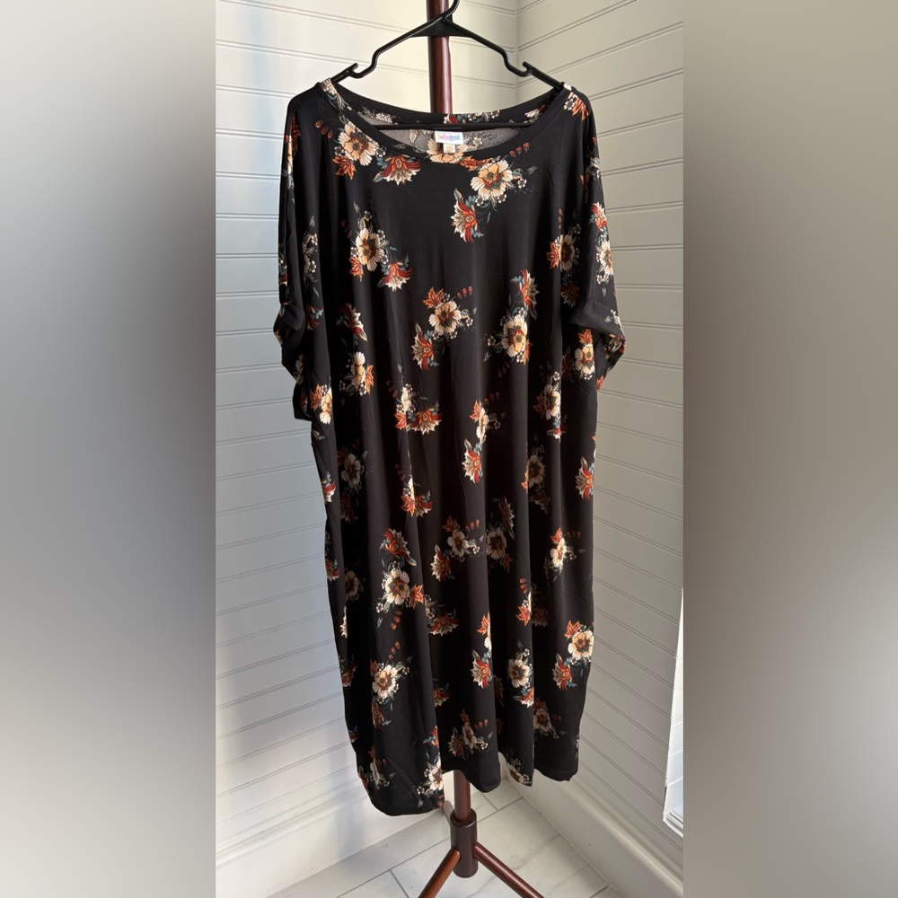 LuLaRoe Black Chelsea Dress with Floral Accents
